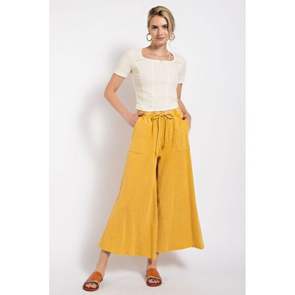 easel Pants - Stay Comfy Wide Leg Comfy Pants in Mustard EB40128